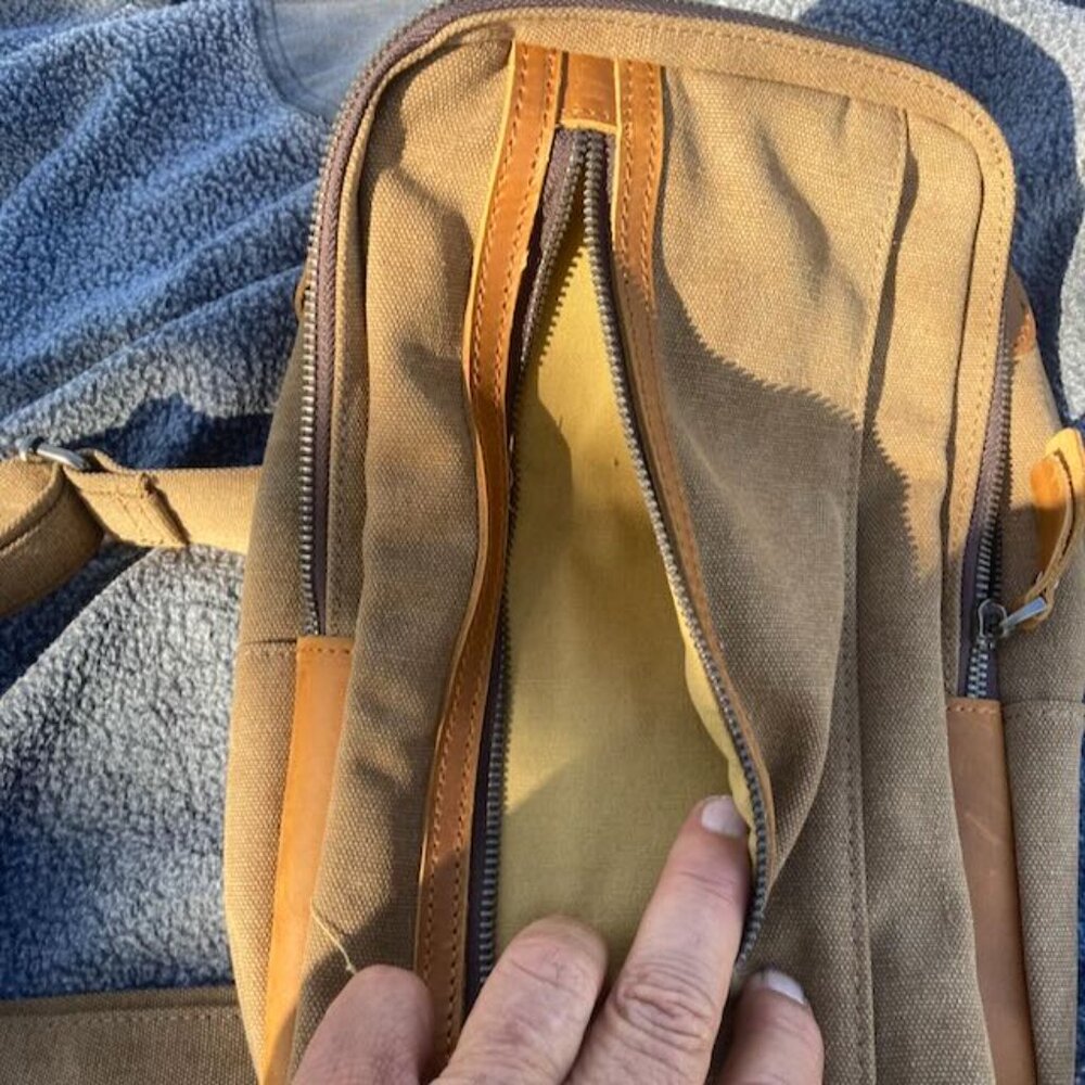 United Leather Canvas Sling Bag Brown NWOT - Picture 16 of 16